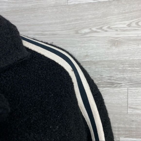 Ing2Ing Wool Blend Black & White Strip Long Coat - Picture 5 of 12